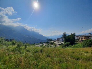 mountain landscape with blue sky