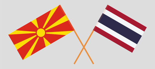 Crossed flags of North Macedonia and Thailand