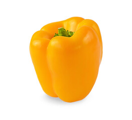 One bulgarian yellow pepper isolated on a white background.