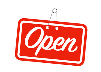 Open shop sign illustration in white background
