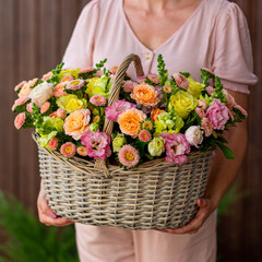 florist basket with flowers