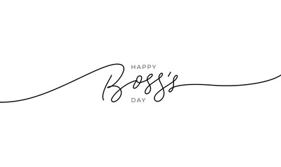 Happy Boss's day vector line calligraphy. Hand drawn modern lettering isolated on white background. Typography quote for Boss's Day. Motivational print for post cards, brochures, poster, t-shirts, mug