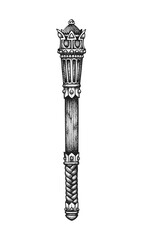 Royal Scepter. Hand Drawn Vector Illustration