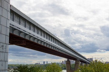 Russia, Novosibirsk. View of the Novosibirsk Metro Bridge across the Ob River.