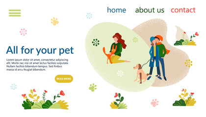 People with their pets on the banner of the pet products website