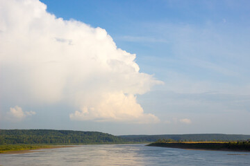 Siberian river Tom, a Beautiful summer day.