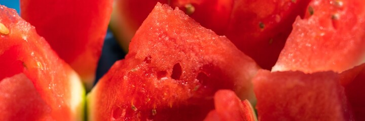 Banner zoom on baby watermelon detail on the table