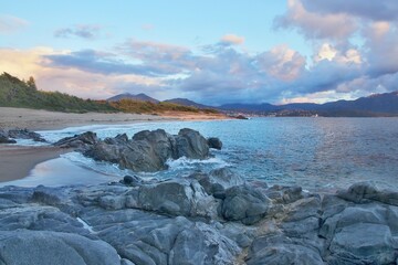 Corsica-beach near Propriano at sunset