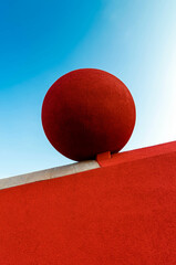 red ball on the wall