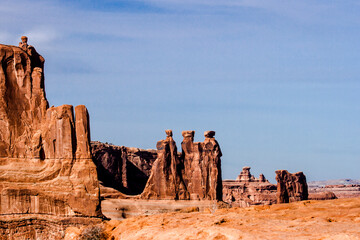 Three Sisters Rock Formation in Arches National Park in Utah