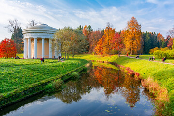 Temple of Friendship in autumn in Pavlovsky park, Pavlovsk, Saint Petersburg, Russia