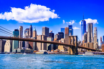 Brooklyn Bridge and Lower Manhattan, New York City of USA