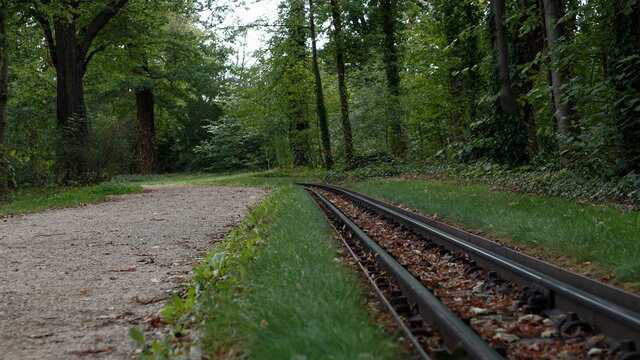 Schienen einer kleinen Parkbahn