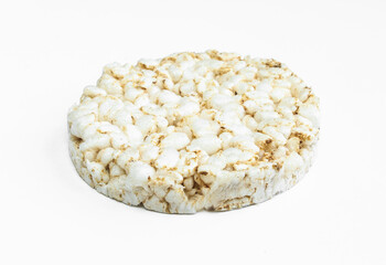 Rice cake slice isolated on white background. Tasty dry dietary food
