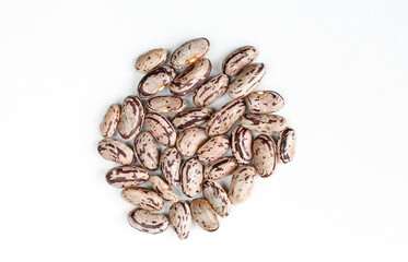 Handful of colorful kidney beans isolated on white background. Group of seeds