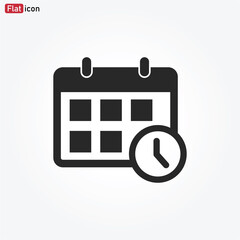 Calendar icon vector . Calendar with clock sign