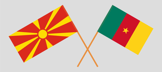 Crossed flags of North Macedonia and Cameroon