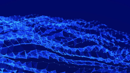 Abstract digital connection dots. Technology background. Network connection structure. Plexus effect. 3d rendering