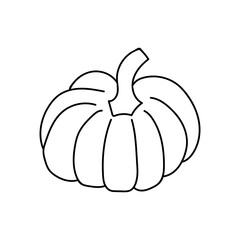 Black outline of a pumpkin on a white background.