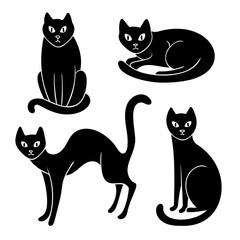 Set of black cats
