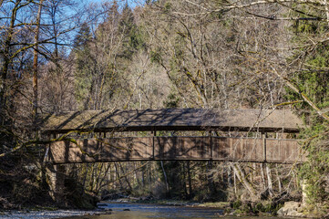 The Canadian Bridge is a covered wooden bridge in Wutach Canyon in Germany and was built in 1976 by...