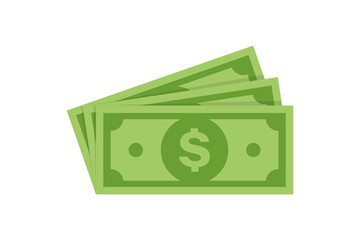 Dollar currency green cash. Vector isolated sign symbol. Vector dollar banknotes. Stock vector.