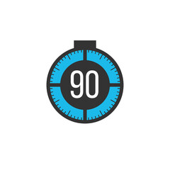 90 minutes timer, stopwatch or countdown icon. Time measure. Chronometr icon. Stock Vector illustration isolated on white background.