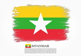 Textured and vector flag of Myanmar drawn with brush strokes. Texture and vector flag of Myanmar drawn with brush strokes.