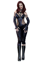 Urban Fantasy Caucasian Vampire Woman, 3D Illustration, 3D Rendering
