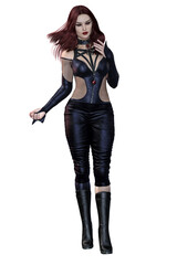 Urban Fantasy Caucasian Vampire Woman, 3D Illustration, 3D Rendering
