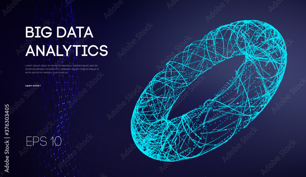 Poster big data network information background. internet analytics and computer technology. business analys