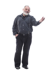 Fototapeta premium friendly bearded man looking at the camera. isolated on a white
