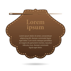 template with space for text, leather label in the form of a seashell, sea shell. Vector, illustration