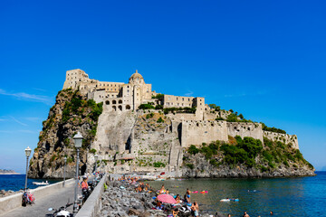 Italy, Campania, Ischia - 18 August 2019 - The wonderful Aragonese castle of Ischia