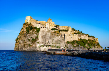 Fototapeta na wymiar Italy, Campania, Ischia - 18 August 2019 - View of the wonderful Aragonese castle of Ischia