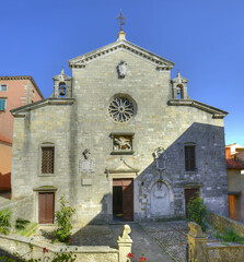 Labin, Croatia - Church Nativy of the Blessed Virgin Mary (11th-18th century). The facade is...