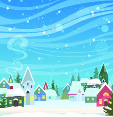 Fototapeta na wymiar winter landscape with houses