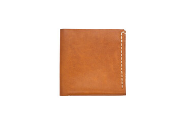 Isolated photo of handmade leather wallet on white background