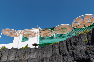view of the monument to the peasant place of wonderful charm located on the island of lanzarote,...