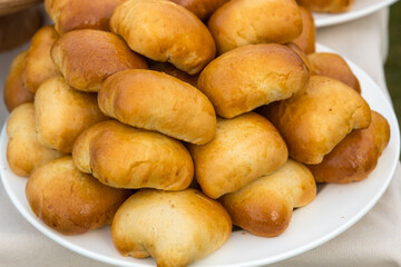 Freshly baked pies are on a plate
