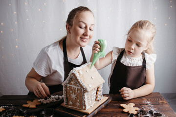 Family home bakery, cooking traditional festive sweets. Christmas and New Year celebration...