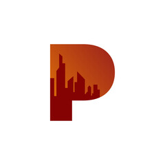 creative letter p building logo. illustration of architec design vector