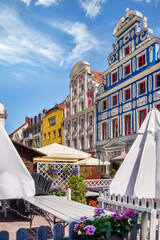 Reconstructed tenements at the hay market in old town Szczecin, Poland