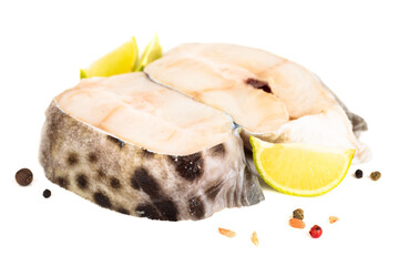 Raw catfish steak meat isolated