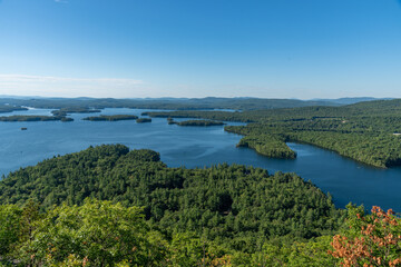 Fototapeta na wymiar Amazing view of Squam lake from West Rattlesnake Mountain New Hampshire