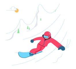 Snowboarder on winter Mountain Landscape 