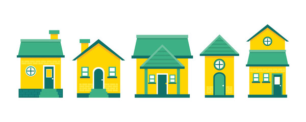 set of vector houses, in flat style