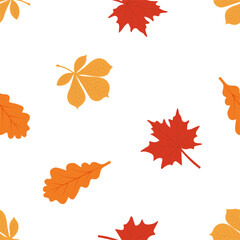 Autumn seamless patterns. Fall leaves. 