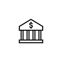 Bank Build Icon  in black line style icon, style isolated on white background