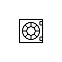 Bank safe Icon  in black line style icon, style isolated on white background